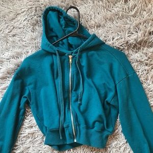Forever 21 turquoise cropped zip up hoodie